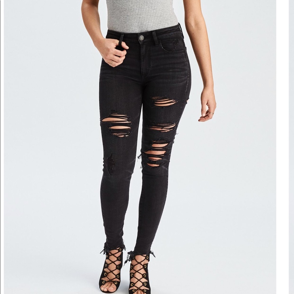 High Rise Distressed Jeggings (read bio)